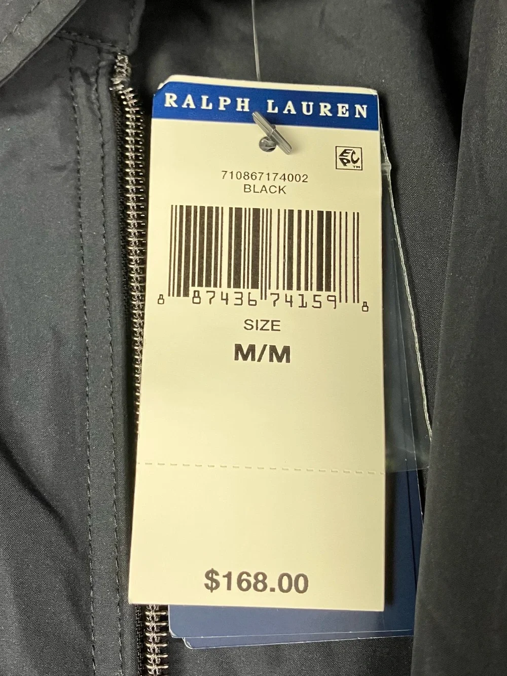 Polo Ralph Lauren Men's Size M Packable Commuter Windbreaker Jacket Full Zip NWD